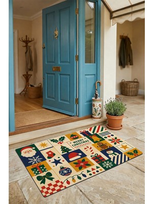 Valerine Life Kapı Önü Paspası 45X70CM Iç Dış Mekan Yeni Yıl Ürünleri Noel Süsleri Yılbaşı Işıltısı