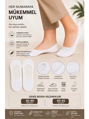 Uzn Socks 8 Çift Pamuklu Babet Çorap - Gizli Çorap Beyaz
