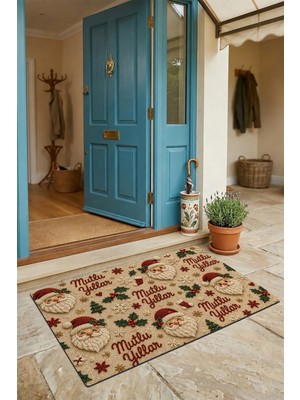 Valerine Life Kapı Önü Paspası 45X70CM Iç Dış Mekan Yeni Yıl Ürünleri Noel Süsleri Örgü Mutlu Yıllar