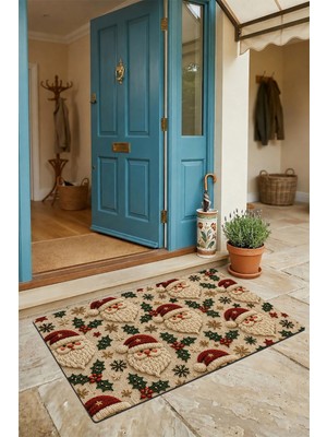 Valerine Life Kapı Önü Paspası 45X70CM Iç Dış Mekan Yeni Yıl Ürünleri Noel Süsleri Yün Noel Baba