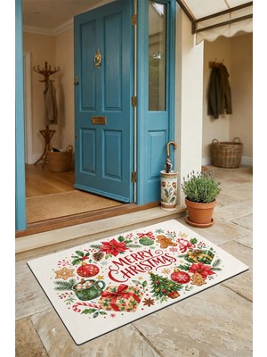 Valerine Life Kapı Önü Paspası 45X70CM Iç Dış Mekan Yeni Yıl Ürünleri Noel Süsleri Noel Çelengi