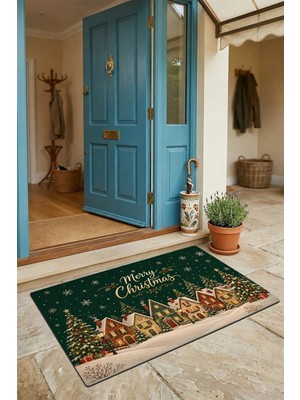 Valerine Life Kapı Önü Paspası 45X70CM Kaymaz Iç Dış Mekan Yeni Yıl Ürünleri Noel Süsleri Noel Köyü