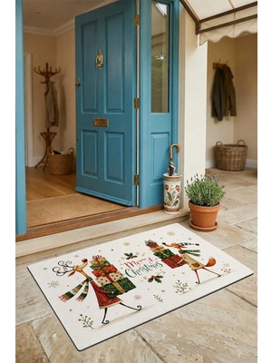 Valerine Life Kapı Önü Paspası 45X70CM Dış Mekan Yeni Yıl Ürünleri Noel Süsleri Neşeli Noel Dostları