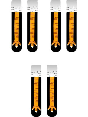Uzn Socks 3 Çift Tavuk Ayağı Desenli Çorap Unisex Komik Eğlenceli Hayvan Ayaklı Çorap Seti