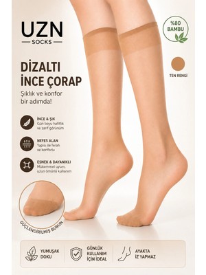 Uzn Socks 6 Çift Ten Kadın 20 Denye Dizaltı Çorap Mat Ince Pantolon Çorabı