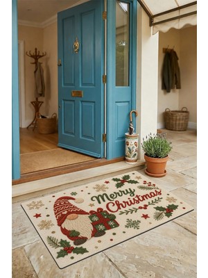 Valerine Life Kapı Önü Paspası 45X70CM Dış Mekan Yeni Yıl Ürünleri Noel Süsleri Örgü Yılbaşı Cücesi