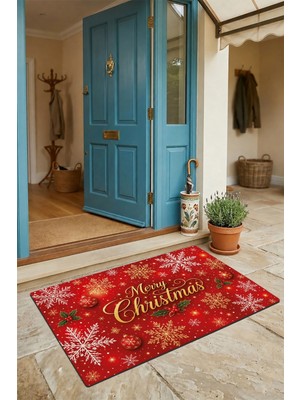 Valerine Life Kapı Önü Paspası 45X70CM Iç Dış Mekan Yeni Yıl Ürünleri Noel Süsleri Kırmızı Noel Karı
