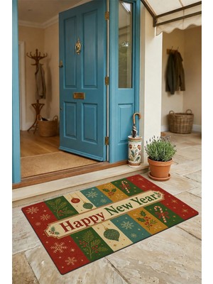 Valerine Life Kapı Önü Paspası 45X70CM Kaymaz Iç Dış Mekan Yeni Yıl Ürünleri Noel Süsleri Retro Noel