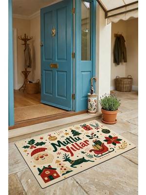 Valerine Life Kapı Önü Paspası 45X70CM Iç Dış Mekan Yeni Yıl Ürünleri Noel Süsleri Yıla Merhaba
