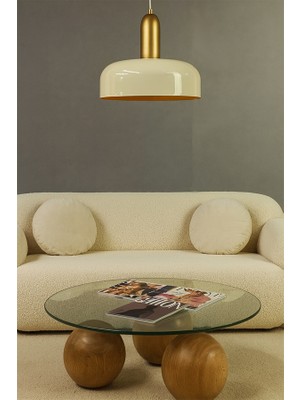 Noonlux Design & Lighting Finnmark Krem Rengi-Iç Gold Avize Sarkıt Aydınlatma Oturma Odası Antre Mutfak Yemek Masası Cafe Bar