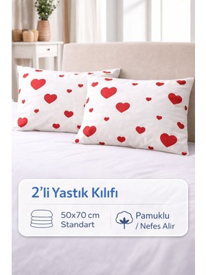 Modern  Desenli 2’li Yastık Kılıfı 50X70 cm Pamuklu Kapaklı