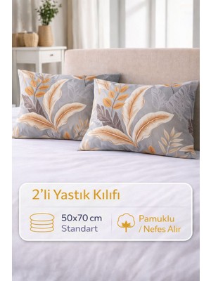 Modern  Desenli 2’li Yastık Kılıfı 50X70 cm Pamuklu Kapaklı