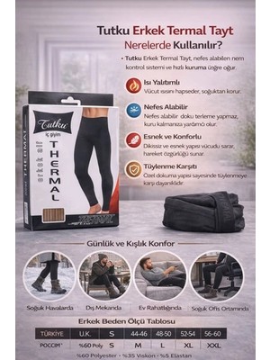Tutku Erkek Termal Tayt Kışlık, Isı Yalıtımlı, Nefes Alabilir, Günlük Konfor Içlik Taytı Iş ve Spor Içinideal