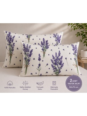 Modern  Desenli 2’li Yastık Kılıfı 50X70 cm Pamuklu Kapaklı
