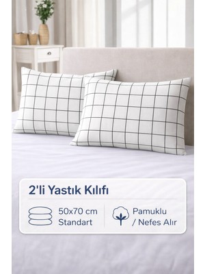 Modern  Desenli 2’li Yastık Kılıfı 50X70 cm Pamuklu Kapaklı