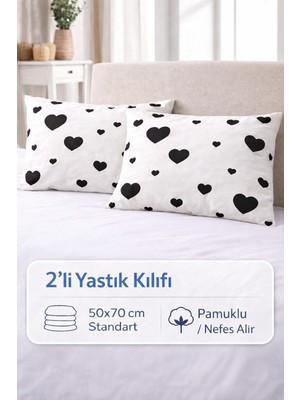 Modern  Desenli 2’li Yastık Kılıfı 50X70 cm Pamuklu Kapaklı