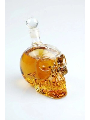 Renas Store Crystal Head Kuru Kafa Cam Şişe Viski Likör Hediyelik Sürahi (550 Ml)