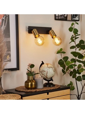 Riolight Riolıght Modern,rustik,vintage Hareketli Mat Gold Başlık 2XE27 Duvar Aplık(Glop Ampüller Hariç)
