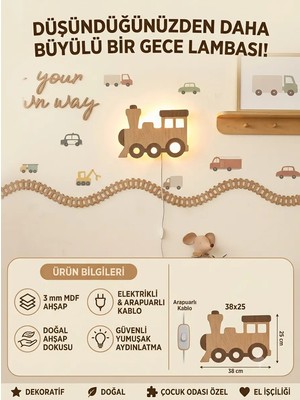 mdmetadesign Tren Temalı Duvar Aplik Mdf