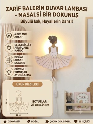 Meta Design Ahşap Balerin Model Duvar Lambası