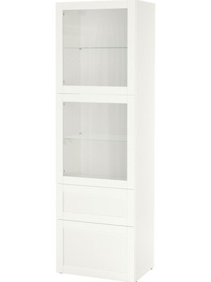 Hobiurun Dolap kombinasyonu, beyaz-şeffaf cam, 60x42x193 cm, HANVIKEN/SINDVIK, çıt çıt raylı