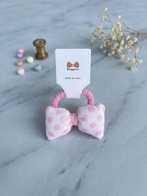 Happy Aksesuar Pofuduk Fiyonk Model Puantiye Baskılı Soft Renkli Çocuk Lastik Toka