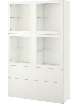 Hobiurun Dolap Kombinasyonu, Beyaz-Şeffaf Cam, 120X40X192 Cm, Lappvıken/sındvık, Fren Raylı