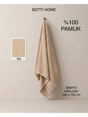 Botti Home %100 Pamuk Jakarlı Banyo Havlusu 100 x 150 cm Çeyizlik Yumuşak Dokulu Havlu