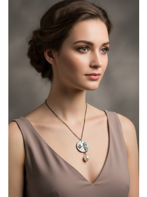 Moda Accessories Inci Detaylı Maça Adam Figürlü Metal Zincirli Ahsap Romen Rakamlı Saat Kolye