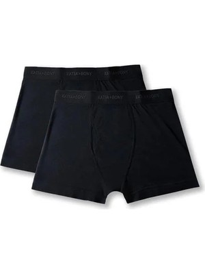 Bony Socks 2'li Paket Basic Modal Erkek Boxer Siyah/siyah