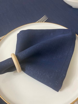 Zeren Home Keten Görünümlü Simli Lacivert Dertsiz Servis Peçetesi 35 x 35 cm 6 Adet