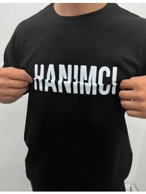 Modi Unisex Bisiklet Yaka Katlanan Baskılı T-Shirt - Siyah
