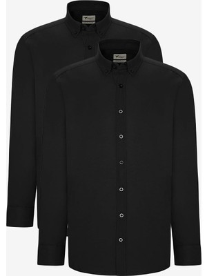 Happy Trend Ac&co/altınyıldız Classics 2'li Pamuklu Kolay Ütülenebilir Slim Fit Dar Kesim Oxford Gömlek Paketi