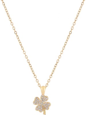 Yonca Zirkon Kolye Gold 45 cm