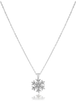Zirkon Kar Tanesi Kolye Silver 45CM