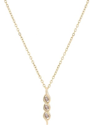 Üçlü Sarmal Zirkon Kolye Gold 45 cm