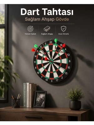 Ankaverse Duvara Monte Sağlam Ahşap Gövdeli Dart Tahtası Ev ve Oyun Alanları Için 17 Inç