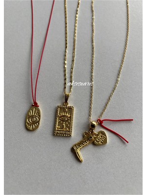 Aksesuaris 3'lü Tarot Kovboy Çizme Charm Gold Kolye Set