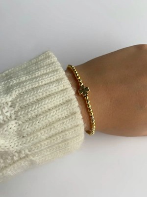 Aksesuaris Gold Yonca Bileklik Şans Bilekliği