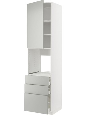 Hobiurun Fırın Boy Dolabı, Havstorp Açık Gri, 60X60X240 cm