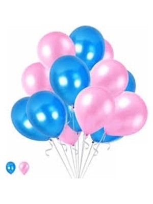 BenimMarifetlerim Metalik Pembe Mavi Cinsiyet Belirleme Balonu 12 Inch 10 Adet