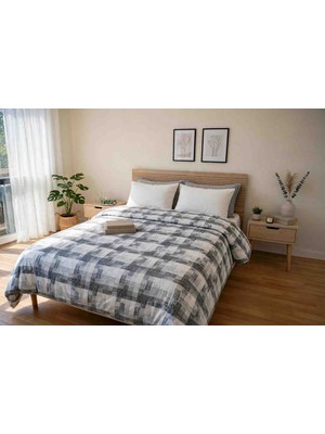Velnox Çift Kişilik Kapitone Yatak Örtüsü 190X215 cm Çift Taraflı Desenli Yatak Örtüsü