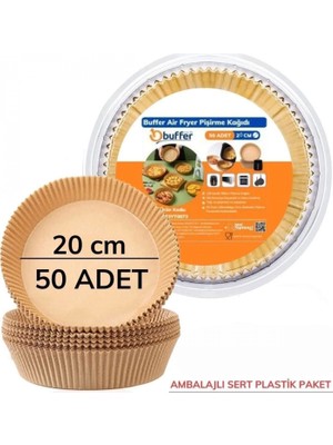 Marsilyan™- 50 Adet 20 cm Air Fryer Pişirme Kağıdı Tek Kullanımlık Yağ Geçirmez Yuvarlak Tabak Model Pvc