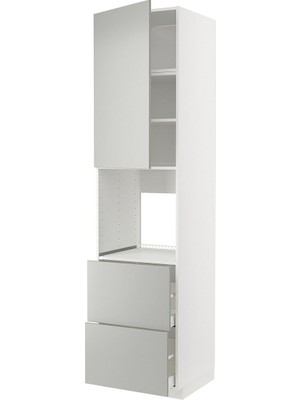 Hobiurun Fırın-Mikrodalga Fırın Boy Dolabı, Havstorp Açık Gri, 60X60X240 cm