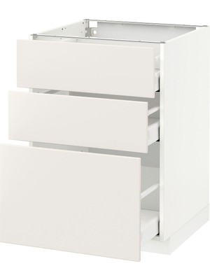 Hobiurun Çekmeceli alt dolap, VEDDINGE beyaz, 60x60 cm, 3 çekmeceli