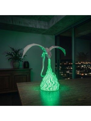 SPIRA3D Ejderha Ateşi Dekoratif Masa ve Gece Lambası - LED Işıklı Figür