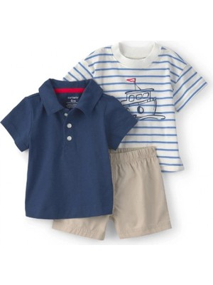 Carter's Erkek Bebek Body Şort Set 1U744110 Mavi