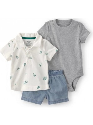 Carter's Erkek Bebek Body Şort Set 1U533910 Bej