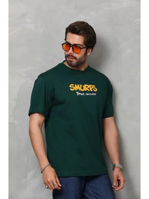 Modi Unisex Basic Bisiklet Yaka Oversize T-Shirt - Yeşil