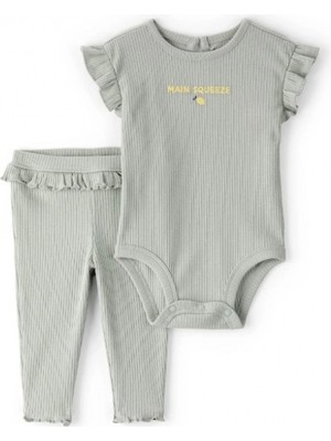 Carter's Kız Bebek Body Pantolon Set 1U269710 Yeşil